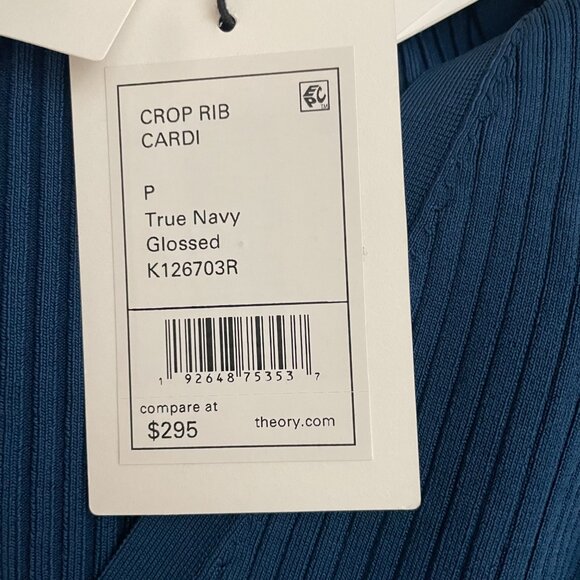 Theory Cropped Rib Knit Cardigan New With Tag - Picture 3 of 9